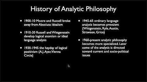 History of Analytic Philosophy