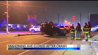 Car flips over, closes Mahoning Avenue in Youngstown