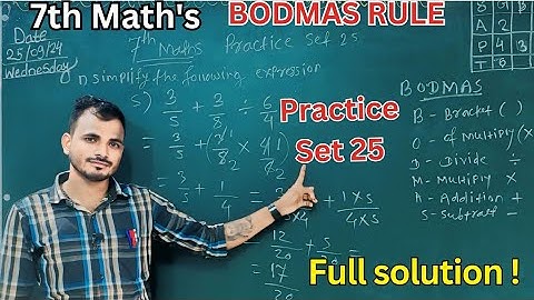 Bodmas Rule | Practice set 25 class 7th Maths | operation on rational numbers | Bodmas #Bodmas