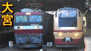 2種類のE653系臨時特急と早朝貨物列車 大宮駅