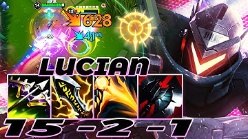 WILD RIFT LUCIAN ADC GAMEPLAY | 15 -2 -1 MVP | LUCIAN BUILD RUNES