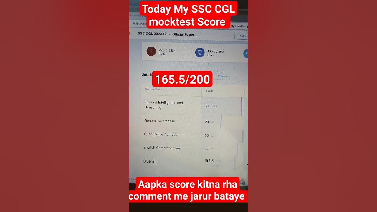 Today My SSC CGL Mocktest Score ssc ssccgl ssccgl2024 score today-my-ssc-cgl-mocktest-score-ssc-ssccgl-ssccgl2024-score
