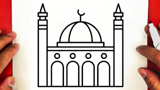 كيف ترسم مسجد خطوة بخطوة | رسم سهل | رسم مسجد سهل | طريقة رسم مسجد | تعليم الرسم للمبتدئين