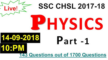 Physics Part-1 SSC CHSL 2017-18 Solved Paper  || Expected for SSC CGL / CPO / CHSL
