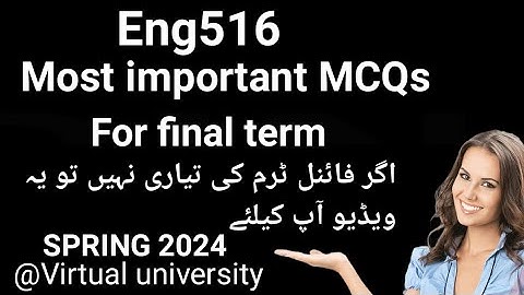 Eng516 Final term Mcqs 2024/Eng516 final term preparation/ Current solved Objective mcqs 2024