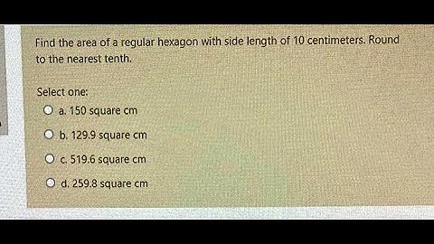 [Math] Find the area of a regular hexagon with side length of 10 centimeters  Round to the nearest