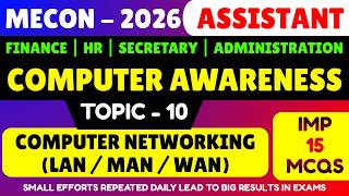 Computer Networking MCQS | MECON Assistant Recuritment 2026 | Mecon Computer Awareness MCQS PDF 2026