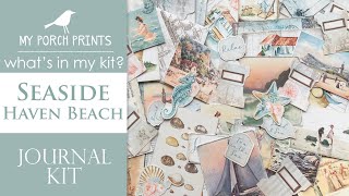 What's In My Kit | Seaside Haven Beach Journal Kit 🌊🐚☀️| My Porch Prints Junk Journaling Tutorials