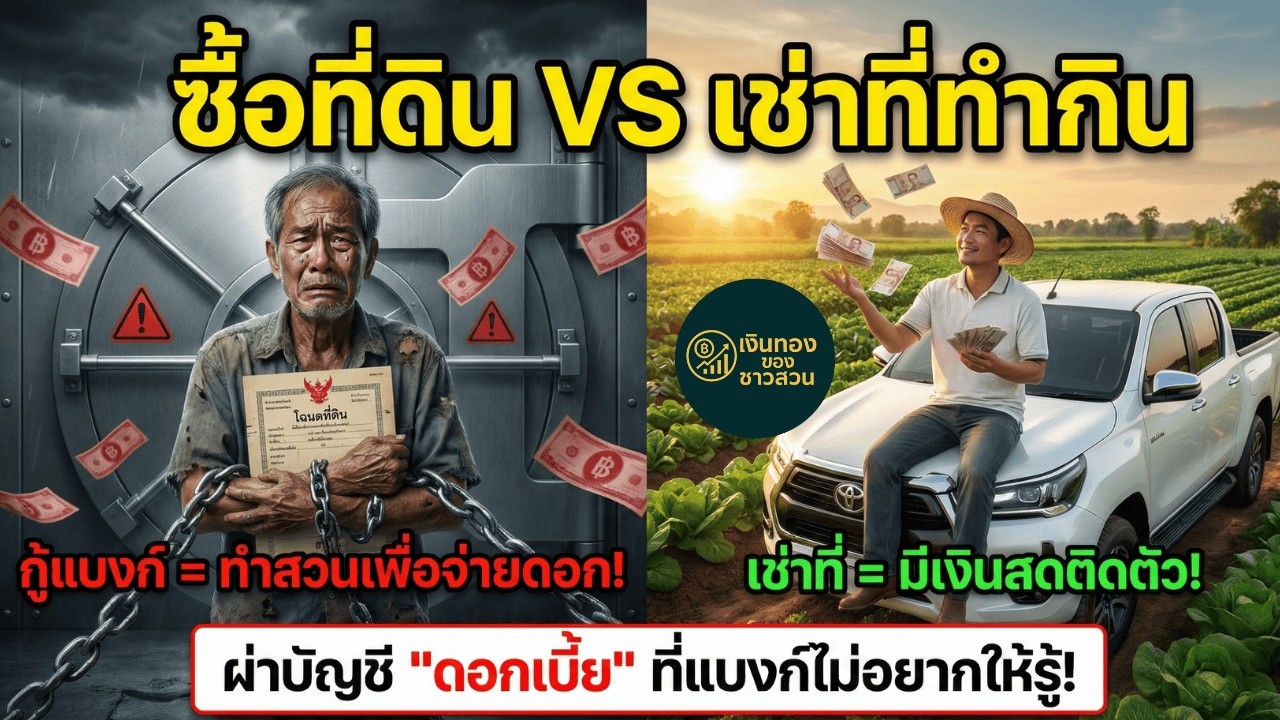 เช่าที่ทำกิน VS กู้แบงก์ซื้อที่ดิน...แบบไหนรอด? ผ่าบัญชีดอกเบี้ยสุดโหดพร้อมสูตรจับคู่พืชซื้อหรือเช่า