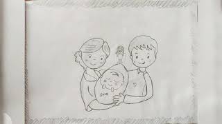 Pencil Sketch Of Aswitha On Her Sisters Birthday