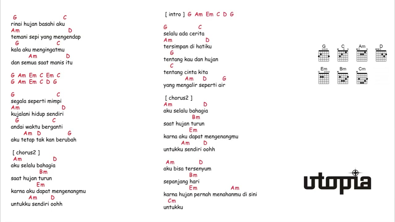 kunci gitar & lirik lagu | Utopia - hujan