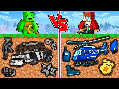 Mikey MILITARY vs JJ POLICE Mine Battle in Minecraft (Maizen)