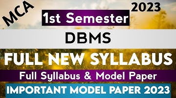 MCA 1Sem Syllabus New 2023 ANU MCA DBMS Important Model Paper || DBMS MCA New Syllabus 2023