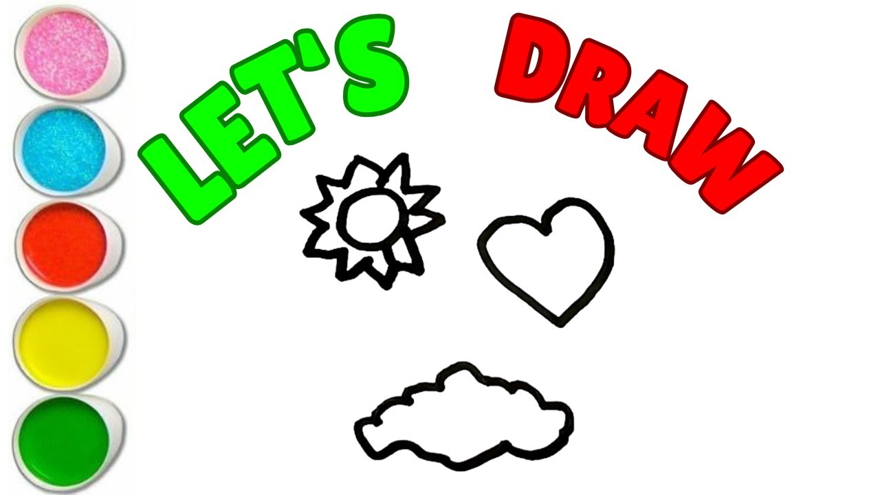 How To Draw A Cute Sun & Cloud, Drawing, Painting & Coloring For Kids and Toddlers_ Child Art 🐋🌈🎨