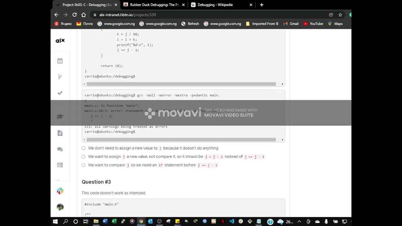 0x03 c debugging quiz only youtube