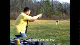 Calico 9mm Full Auto and Walther P22 Suppressed