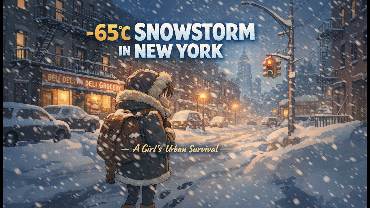 Nostalgic Ghibli Style Survival Story -65c snowstorm 