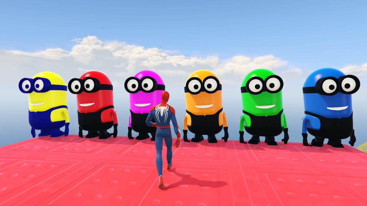 GTA 5 Epic Ragdolls RED SPIDERMAN VS RED MINION VS GREEN MINION (Euphoria Physics & Funny Fails)#8