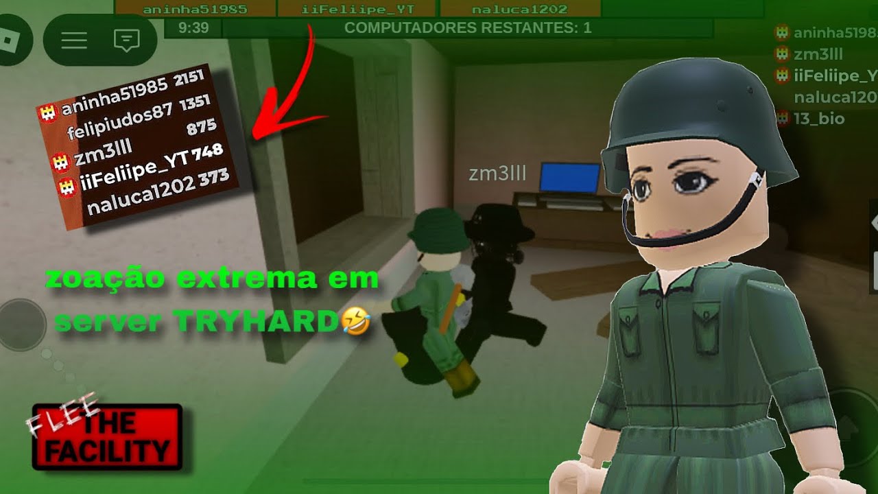 ZOAÇÃO EXTREMA EM SERVER TRYHARD( FLEE THE FACILITY ROBLOX)