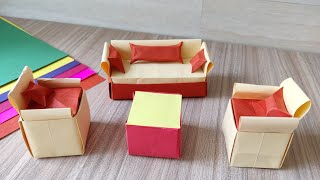 Origami sofa set. Step by step tutorial to make an origami sofa set.