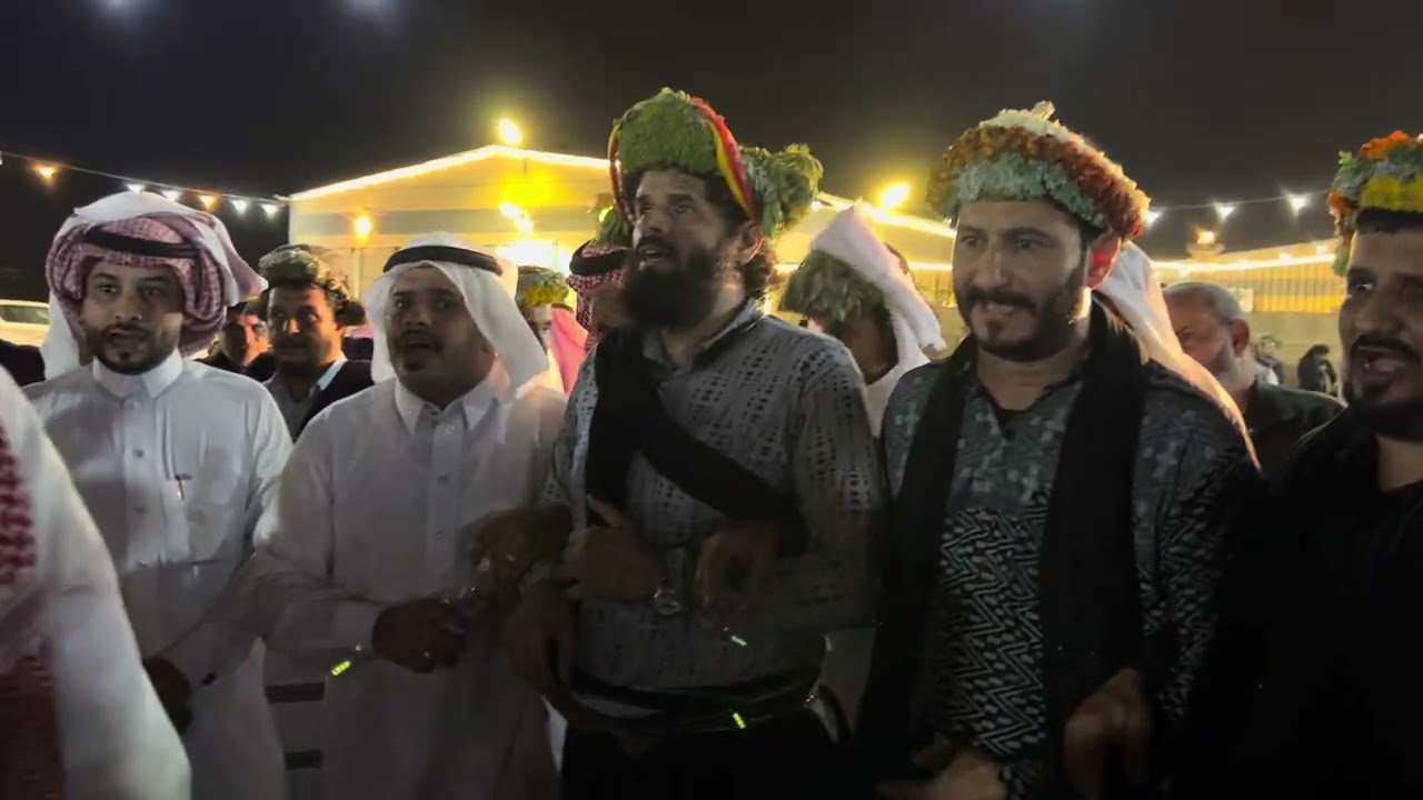 ترحيبة قبائل امحساب بالضيوف في حفل زواج الشاب فيصل بن محمد القرادي باستراحة الملكة في هروب