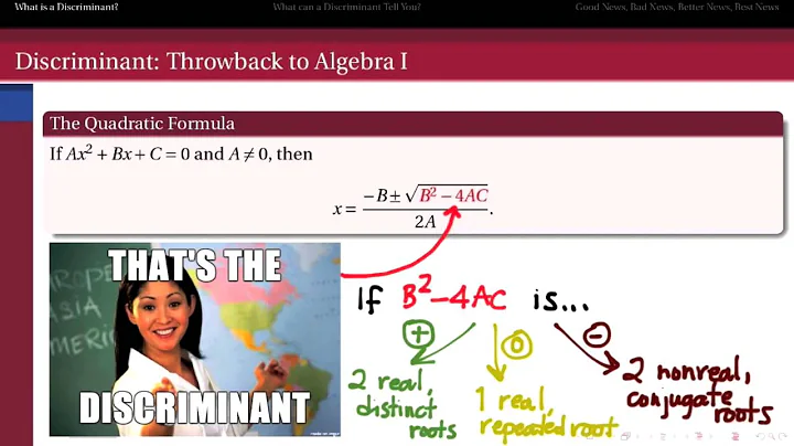 302.I.4a: Discriminants - What Are They Really?