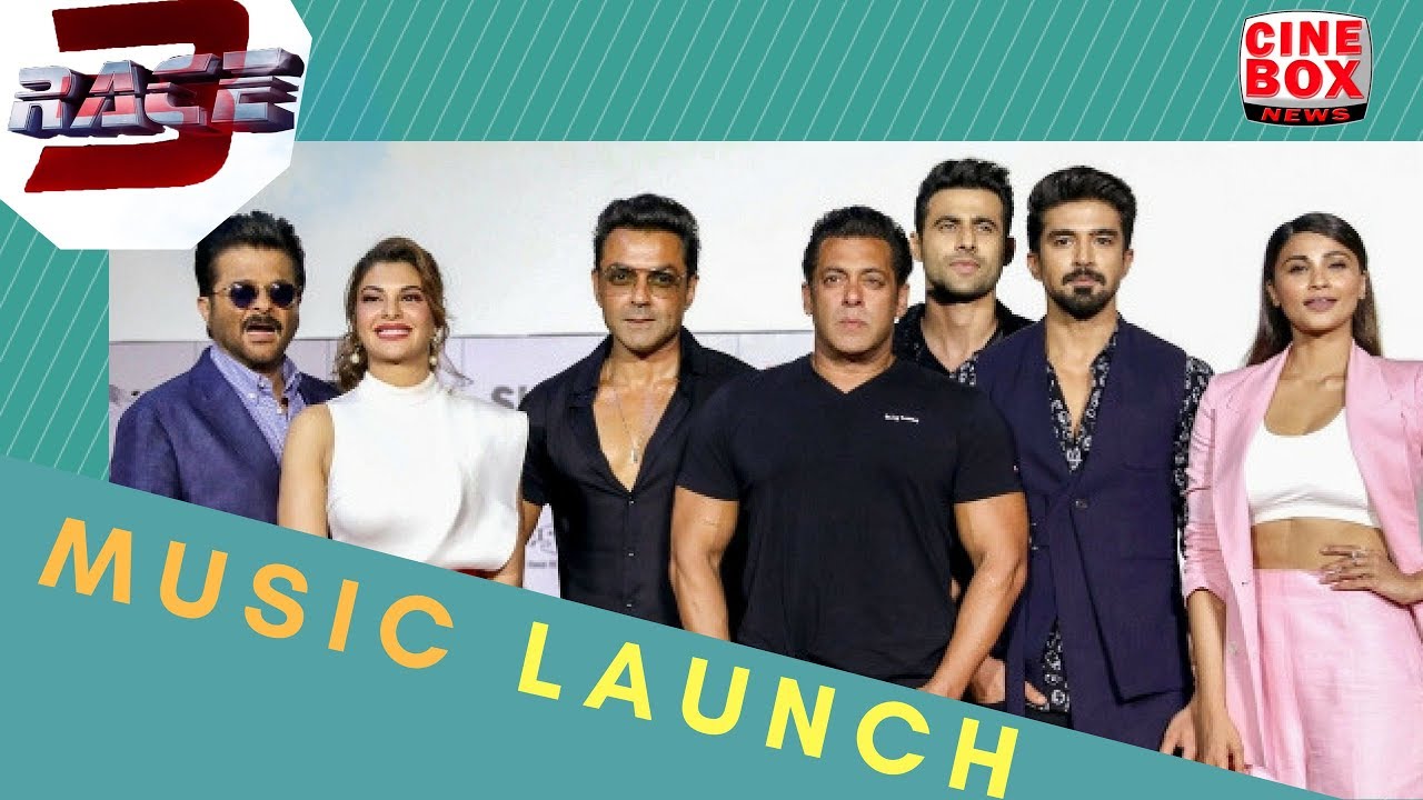 Salman Khan, Jacqueline Fernandez, Daisy Shah, Saquib Saleem Bobby Deol at Race 3 Music Launch