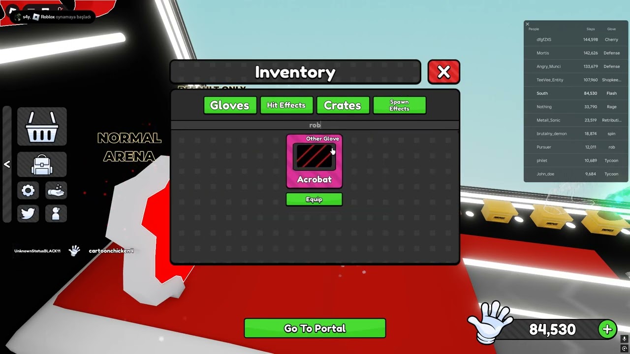 slap battles rob user at no oneshot gloves