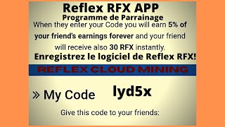 Reflex Cloud Mining | RFX Token | Comment Utiliser le logiciel de Reflex Cloud Mining screenshot 2