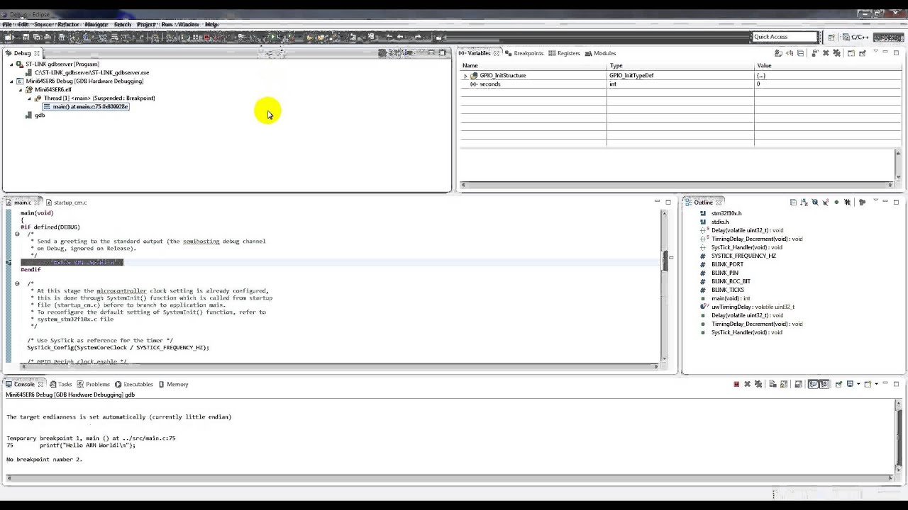 Starting Eclipse + GDB Server on Mini64SER6 board - YouTube