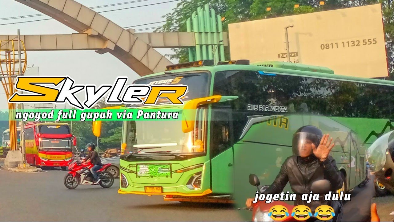 NGOYOD BUS LANGKISAU WISATA SKYLER VIA PANTURA BIKIN FULL MACET😫😫😫