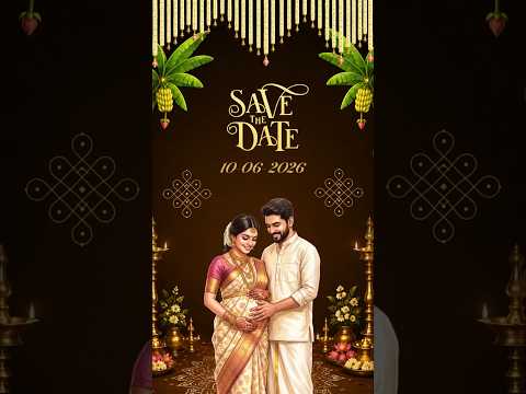 Seemantham Video Invitation Vertical | Baby shower invitation English | AfterFx Templates invitation video template