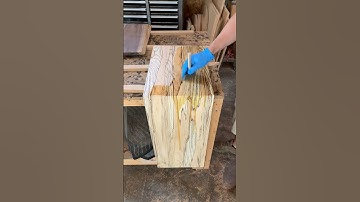 Spalted maple waterfall table getting some oil
