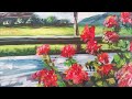 Painting  flowers along the road  acrylic painting for beginners  gene artarteredflower