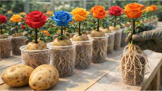 Just 1 Potato! Rose Cuttings Grow Roots Fast!