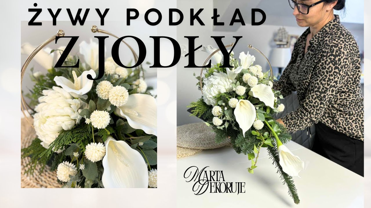 DEKORACJA NAGROBNA Z KALIĄ  NA ŻYWYM PODKŁADZIE Z JODŁY