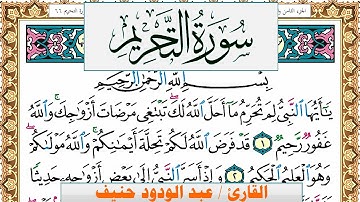 سورة التحريم عبد الودود حنيف Surah Al Tahreem  Abd Al Wadood Haneef برواية حفص عن عاصم