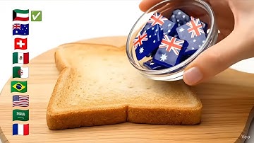 Flags Melt Like Butter part 2 🇧🇩🇦🇺🇧🇷🔥 | AI Toast Spread Magic #Shorts