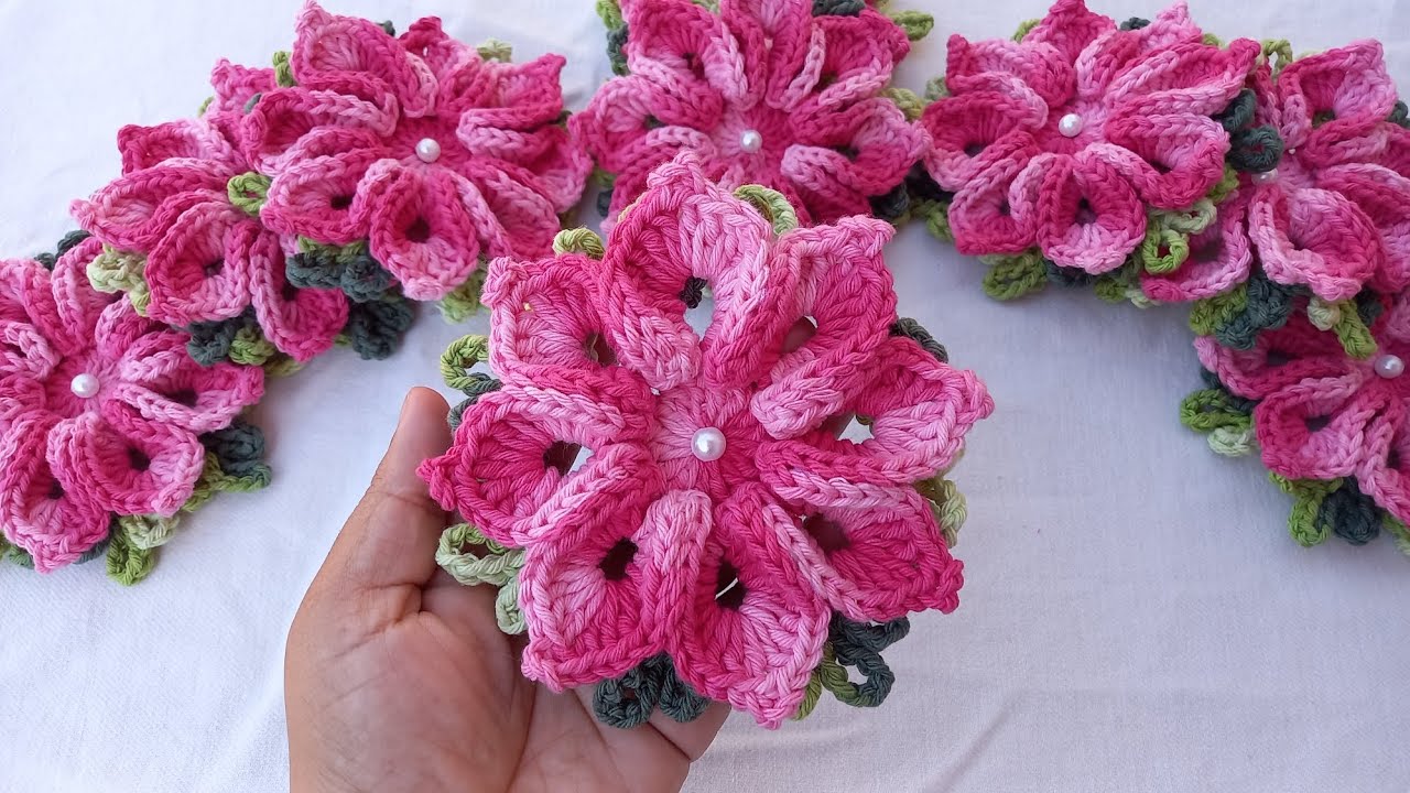 FLOR DE CROCHÊ PARA APLICAÇÃO  FÁCIL || flor real ll