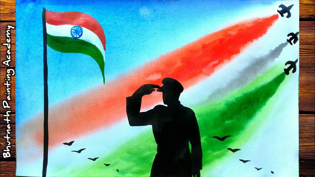 Republic day drawing with water color||independence day drawing ...