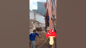 Máy xúc đóng cọc tre làm móng nhá phần 2