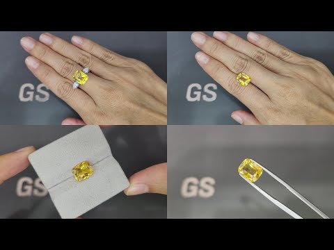 Lot #9. Sapphire Vivid Yellow Golden in cushion cut 4.05 carats, Sri Lanka Video  № 1