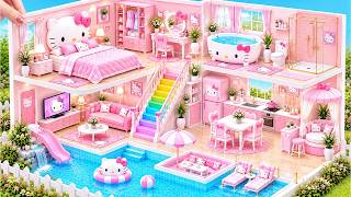 🎀🌈 Build Pink Hello Kitty Miniature House with Water Well & Pool Slides | DIY Miniature House❤️