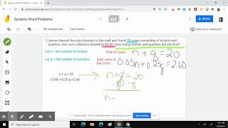 Systems of Equations Coin Word Problem
