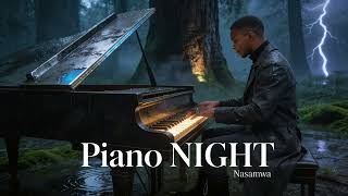 Rain, Thunder, Storms, Seashores with a calm Piano sound