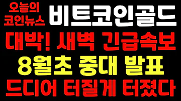 비트코인골드 대박 새벽 긴급속보 8월초 중대발표 드디어 터질게 터졌다