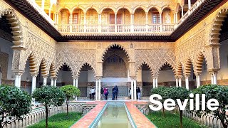 [4K]🇪🇸Seville, Spain:  Walking Tour of Real Alcázar de Sevilla🕌🏰 Breakfast at Filo🥐🥪🍊☕ Feb. 2022