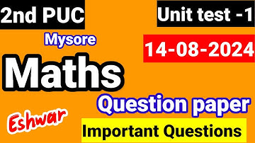 2nd PUC Maths unit test 1 question paper 2024 first test important questions fix questions kseab