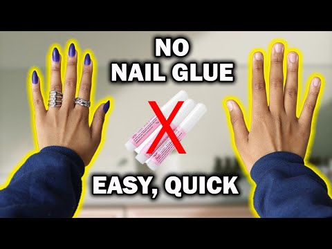Glue your nails without glue, Easy quick mess-free Fake nails at home