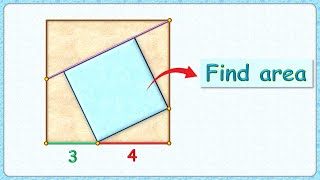 Two squares. Find the area of blue square.                   #maths #geometry #circle #olympiad #388